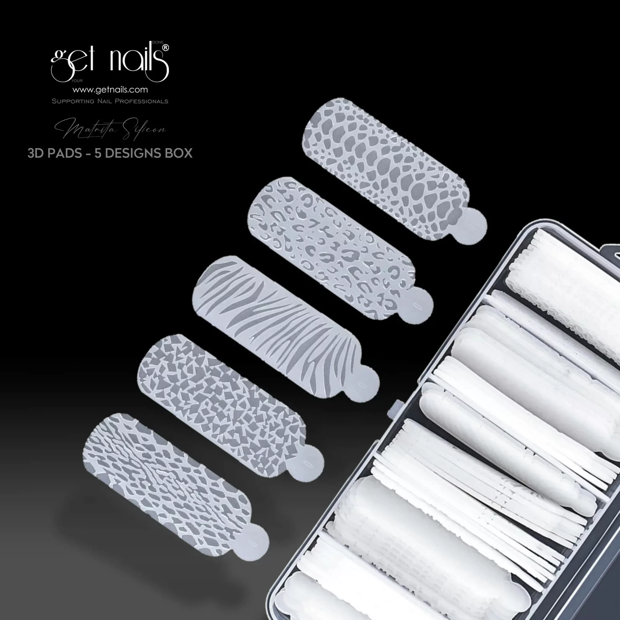 Get Nails Austria - Silikonform 3D Pads - 5 Designs Box